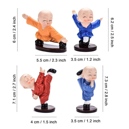 EH Polyresin Action Buddha Showpiece, Small, Multicolour, Set Of 4